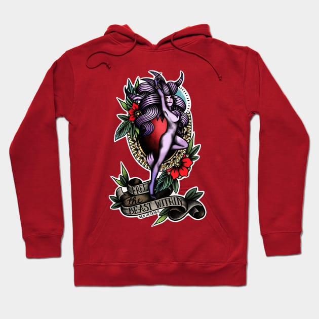 Trance Terra from Final Fantasy 6 (FFVI) in American Traditional Tattoo Portrait Style Hoodie by SamInJapan